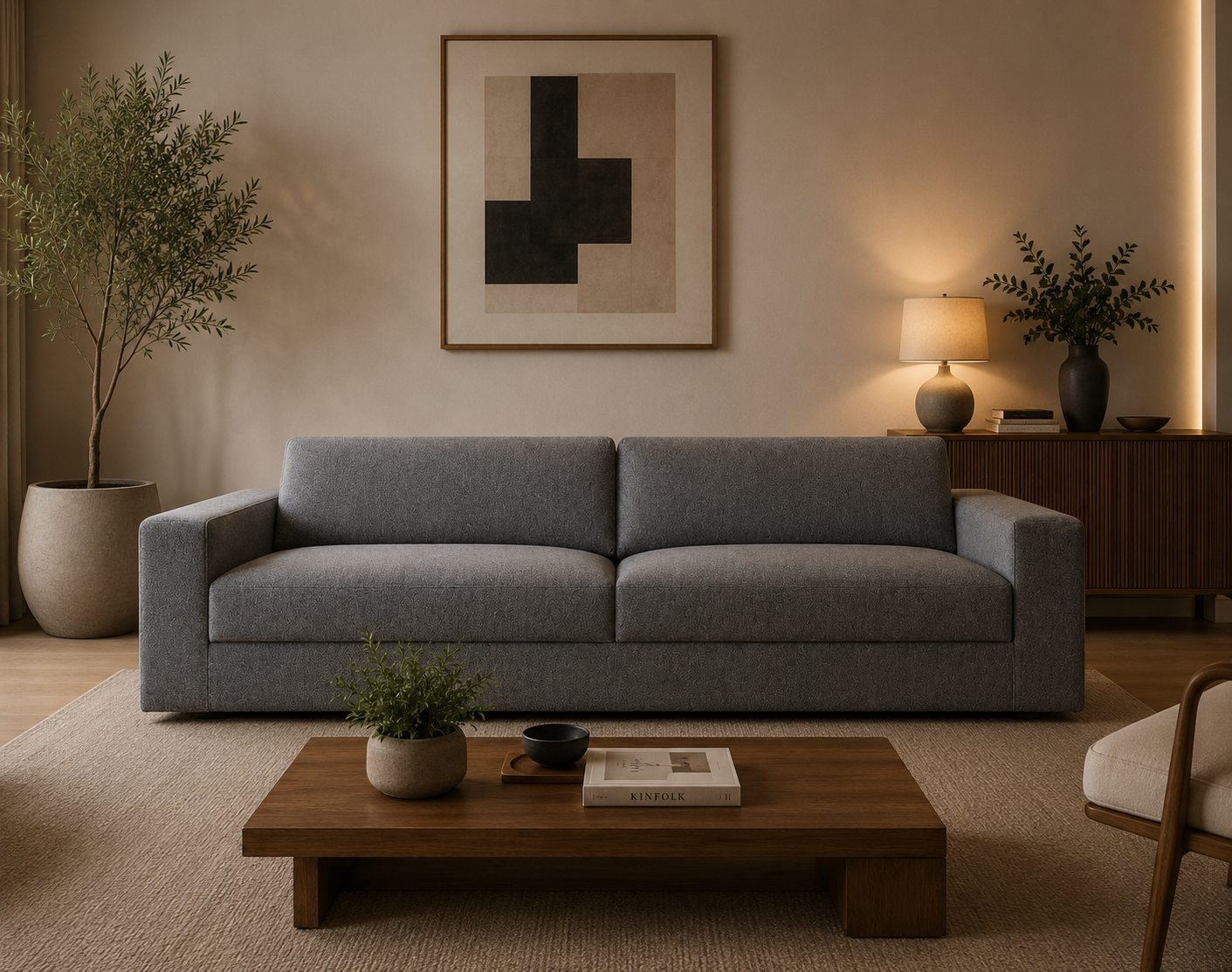 Sofá com tecido premium e textura rica